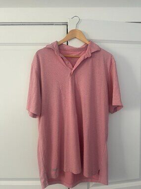 Johnnie-O Striped Polo Pink L
